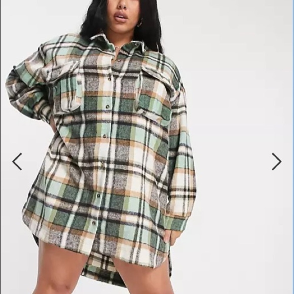 NWT Missguided Plaid Shacket / Long Shirt Dress